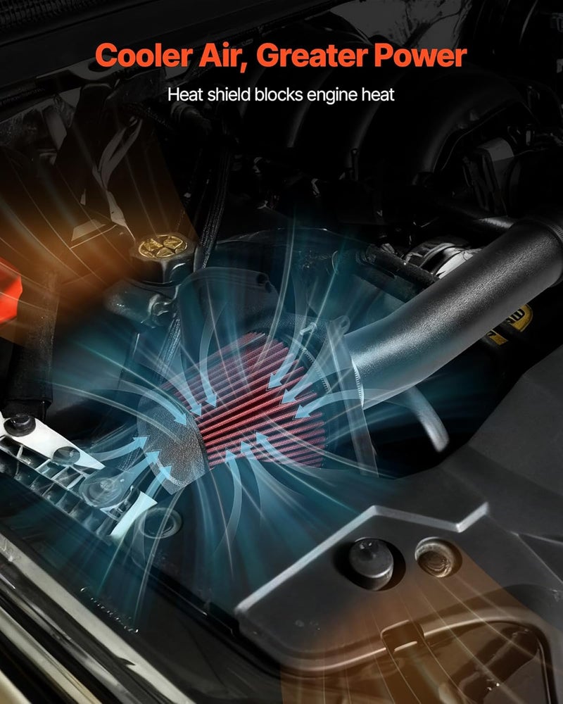 VEVOR نظام سحب هواء بارد، 3.5 بوصة + درع حراري متوافق مع دودج تشالنجر/تشارج 2011-2023 بمحرك 3.6L V6، مجموعة فلتر تدفق عالي لتحسين القوة الحصانية واستجابة دواسة الوقود - Image 4